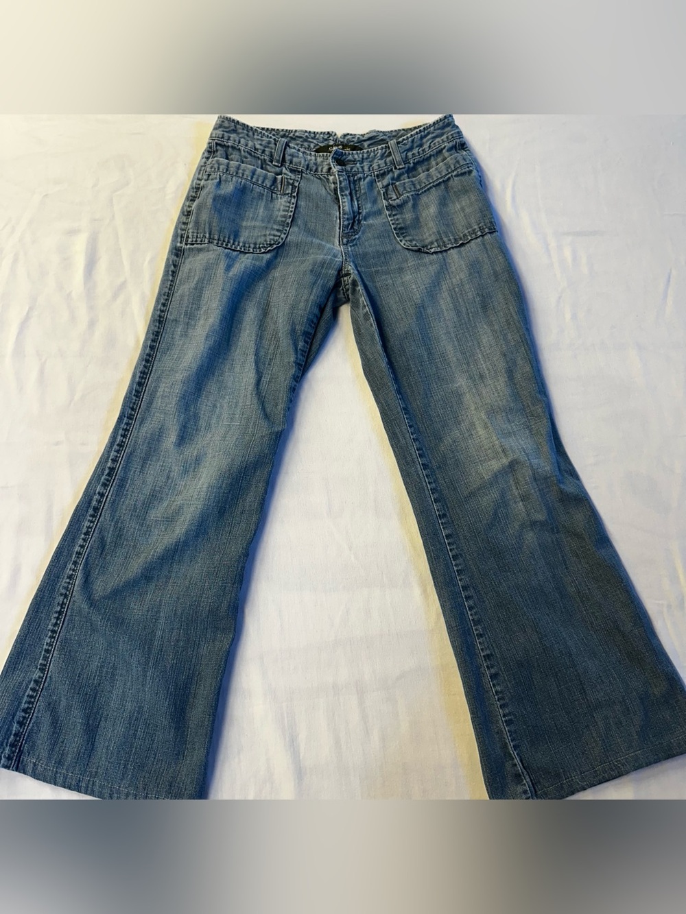 Eddie Bauer Wide Leg Flare Jeans Utility Front Pockets Medium Wash Women's 4R